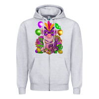 Heather Grey Mardi Gras Pig Zipper Hoodie - HowdyJamesFarm