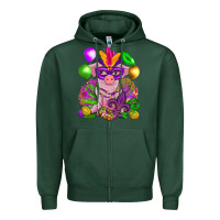 Sports Green Mardi Gras Pig Zipper Hoodie - HowdyJamesFarm