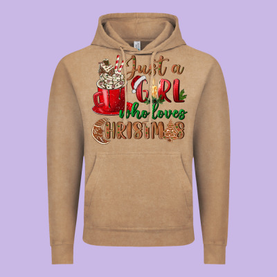Just A Girl Who Loves Christmas Vintage Hoodie Designed By Bundleandbundleshop
