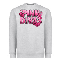 Heather Grey Pink Divas Breast Cancer Heavyweight Sweatshirt - NancyCooperArtShop