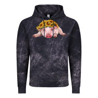 Cloud Black baby pig with sunflower headband Vintage Hoodie - RanaPortraitStore