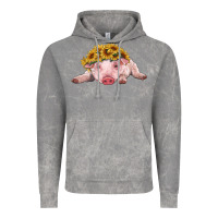 Cloud Rock baby pig with sunflower headband Vintage Hoodie - RanaPortraitStore