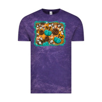 Cloud Purple fall pumpkin distressed background Vintage Tee - BundleAndBundleShop