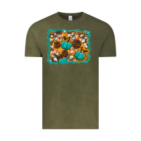 Vintage Olive fall pumpkin distressed background Vintage Tee - BundleAndBundleShop