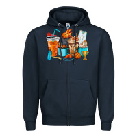 Navy Basketball coffee cups Zipper Hoodie - HowdyJamesFarm