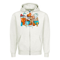 Oatmeal Heather Basketball coffee cups Zipper Hoodie - HowdyJamesFarm