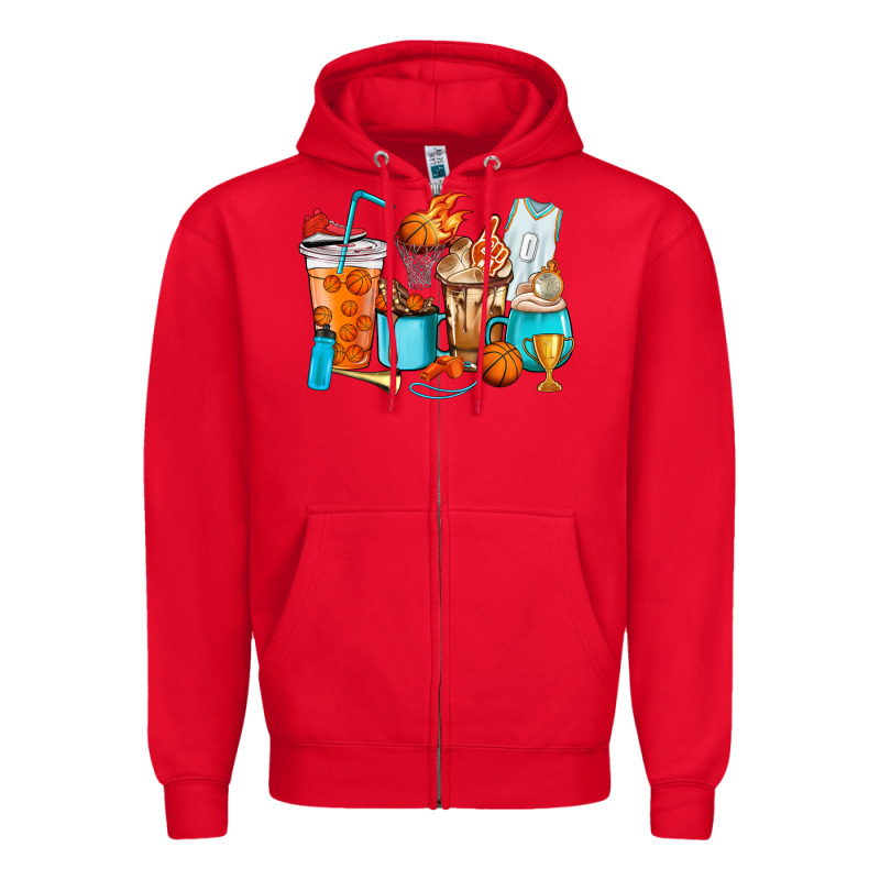 Basketball Coffee Cups Zipper Hoodie by HowdyJamesFarm | Teevron