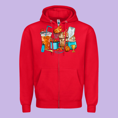 Basketball Coffee Cups Zipper Hoodie Designed By Howdyjamesfarm