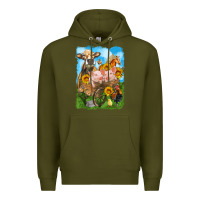Army Green farm animals wagon olivia Premium Hoodie - OliviaCreatesArt