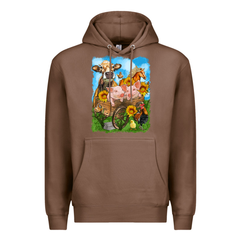 Farm Animals Wagon Olivia Premium Hoodie by OliviaCreatesArt | Teevron