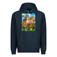 Navy farm animals wagon olivia Premium Hoodie - OliviaCreatesArt