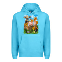 Ocean Blue farm animals wagon olivia Premium Hoodie - OliviaCreatesArt