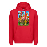 Red farm animals wagon olivia Premium Hoodie - OliviaCreatesArt