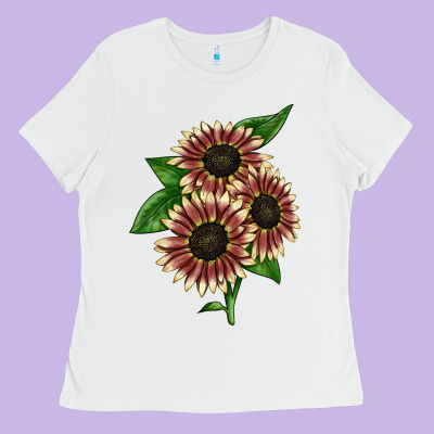Strawberry Blonde Sunflower Ladies Tee Designed By Lillyallendesigns
