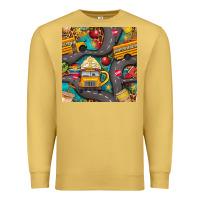 Antique Gold school bus coffee and star with leopard seamless pattern bbs Premium Sweatshirt - BundleAndBundleShop