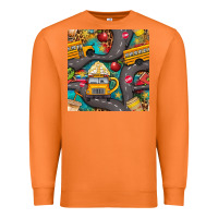 Carrot school bus coffee and star with leopard seamless pattern bbs Premium Sweatshirt - BundleAndBundleShop