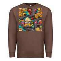 Chestnut school bus coffee and star with leopard seamless pattern bbs Premium Sweatshirt - BundleAndBundleShop