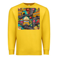 Lemon school bus coffee and star with leopard seamless pattern bbs Premium Sweatshirt - BundleAndBundleShop