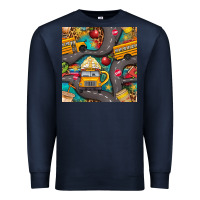 Navy school bus coffee and star with leopard seamless pattern bbs Premium Sweatshirt - BundleAndBundleShop