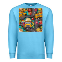Ocean Blue school bus coffee and star with leopard seamless pattern bbs Premium Sweatshirt - BundleAndBundleShop
