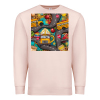 Pale Pink school bus coffee and star with leopard seamless pattern bbs Premium Sweatshirt - BundleAndBundleShop