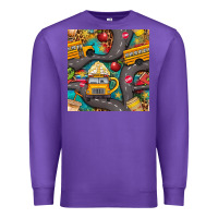 Purple school bus coffee and star with leopard seamless pattern bbs Premium Sweatshirt - BundleAndBundleShop