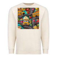 Sandshell school bus coffee and star with leopard seamless pattern bbs Premium Sweatshirt - BundleAndBundleShop