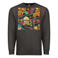 Smoke school bus coffee and star with leopard seamless pattern bbs Premium Sweatshirt - BundleAndBundleShop