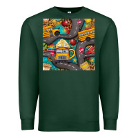 Sports Green school bus coffee and star with leopard seamless pattern bbs Premium Sweatshirt - BundleAndBundleShop
