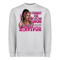 Heather Grey i fought for my life and i won afro woman Heavyweight Sweatshirt - NancyCooperArtShop