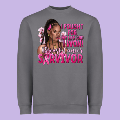 I Fought For My Life And I Won Afro Woman Heavyweight Sweatshirt Designed By Nancycooperartshop