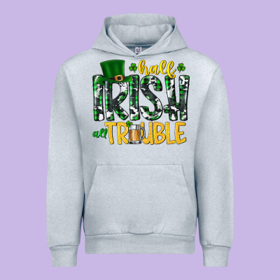 Half Irish All Trouble Urban Hoodie Designed By Cowhidedigitalart