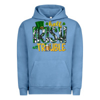 Pigment Pebble Blue Half Irish All Trouble Urban Hoodie - CowhideDigitalArt