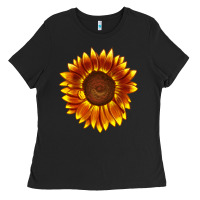 Black tiger eyes sunflower Ladies Tee - LillyAllenDesigns