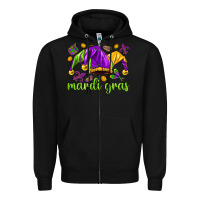 Black Mardi Gras with jester hat Zipper Hoodie - HowdyJamesFarm