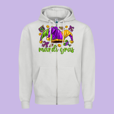 Mardi Gras With Jester Hat Zipper Hoodie Designed By Howdyjamesfarm