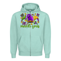 Seafoam Mardi Gras with jester hat Zipper Hoodie - HowdyJamesFarm