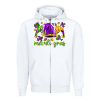 White Mardi Gras with jester hat Zipper Hoodie - HowdyJamesFarm
