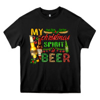 Black my christmas spirit is beer with beer bottles Heavy Core Tee - AdoDesignShop