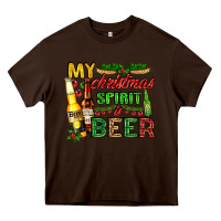 Chocolate Brown my christmas spirit is beer with beer bottles Heavy Core Tee - AdoDesignShop