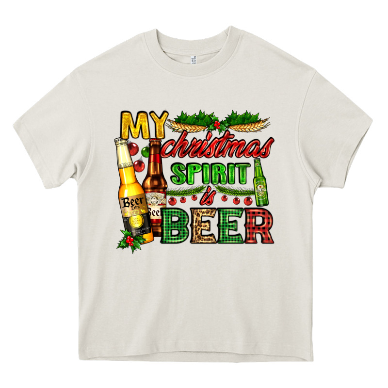 My Christmas Spirit Is Beer With Beer Bottles Heavy Core Tee by AdoDesignShop | Teevron