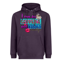 Plum I run on caffeine and kisses Heavyweight Hoodie - FaDigitalArtStudio