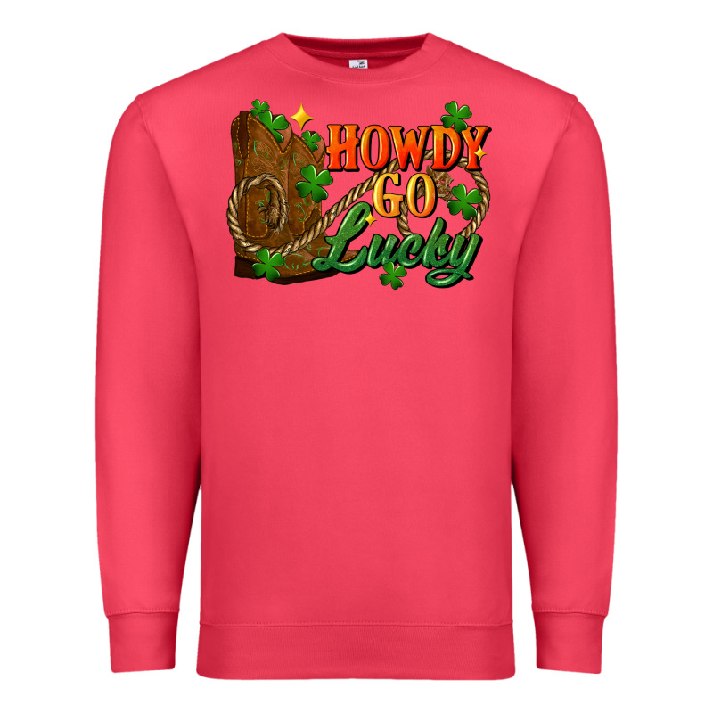 Howdy Go Lucky St. Patricks Day Premium Sweatshirt by FaDigitalArtStudio | Teevron