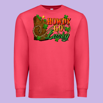 Howdy Go Lucky St. Patricks Day Premium Sweatshirt Designed By Fadigitalartstudio