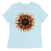 Baby Blue strawberry blonde sunflower Ladies Tee - LillyAllenDesigns