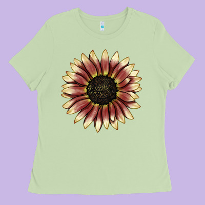 Strawberry Blonde Sunflower Ladies Tee Designed By Lillyallendesigns