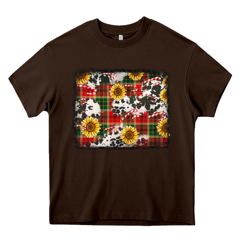Cowhide Sunflowers Candy Canes Heavy Core Tee by Jasminsmagicworld | Teevron