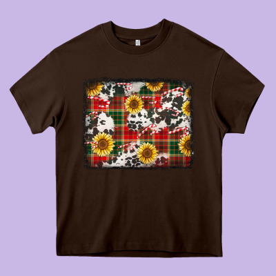 Cowhide Sunflowers Candy Canes Heavy Core Tee Designed By Jasminsmagicworld