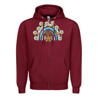 Burgundy Easter Bunny with carrot rainbow Easter Day Zipper Hoodie - HowdyJamesFarm