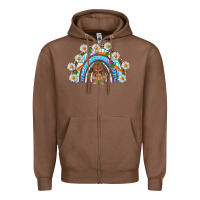 Chestnut Easter Bunny with carrot rainbow Easter Day Zipper Hoodie - HowdyJamesFarm